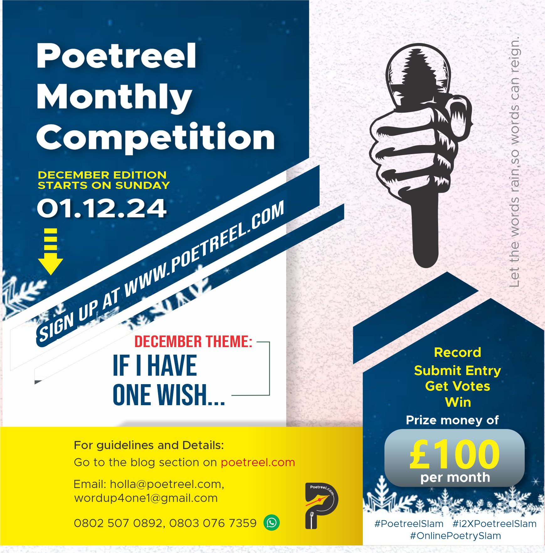 The December theme for Poetreel Monthly Competition