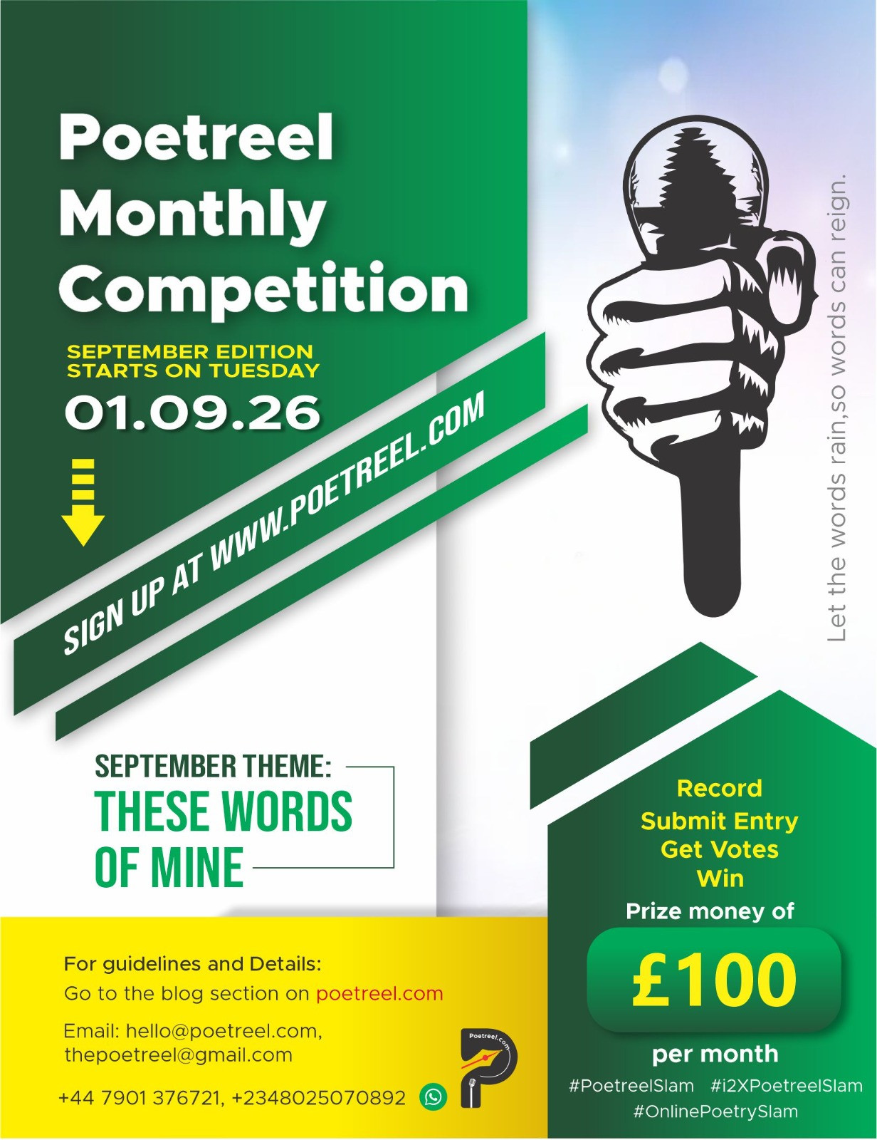 The September 2026 theme for Poetreel Monthly Competition
