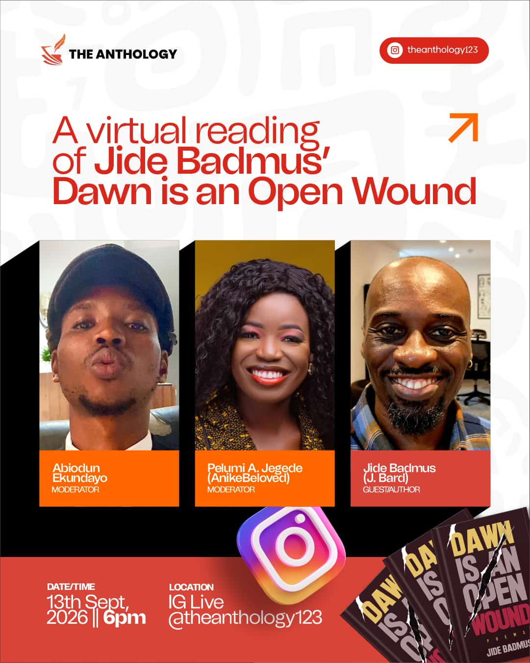 The Anthology Hosts Virtual Reading for Jide Badmus’ Poetry Book, "Dawn is an Open Wound"