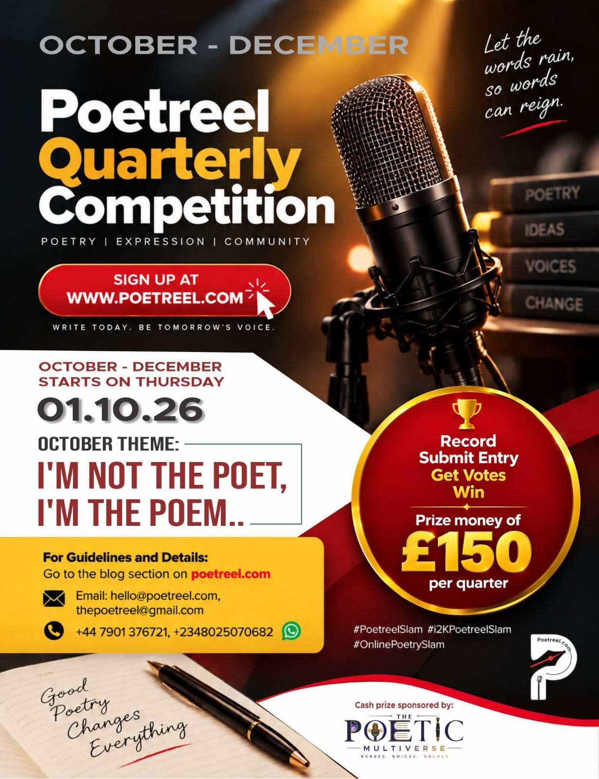 THE POETREEL QUARTERLY COMPETITION: QUARTER 1 BEGINS